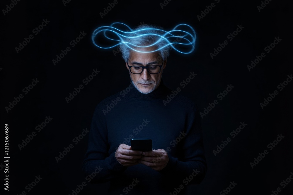 Fototapete Futuristic Digital Identification Indian Man Uses Smartphone with Biometric Facial Recognition - Enhancing Cybersecurity and Digital Privacy in Tech-Driven Industries