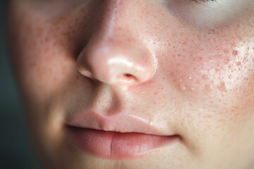 Close up of facial seborrheic dermatitis, causing redness and flaky skin