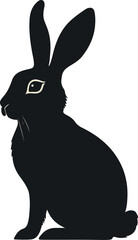 Silhouette rabbit black shape side view vector illustration