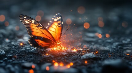 Obraz premium dramatic photo of a butterfly in flames