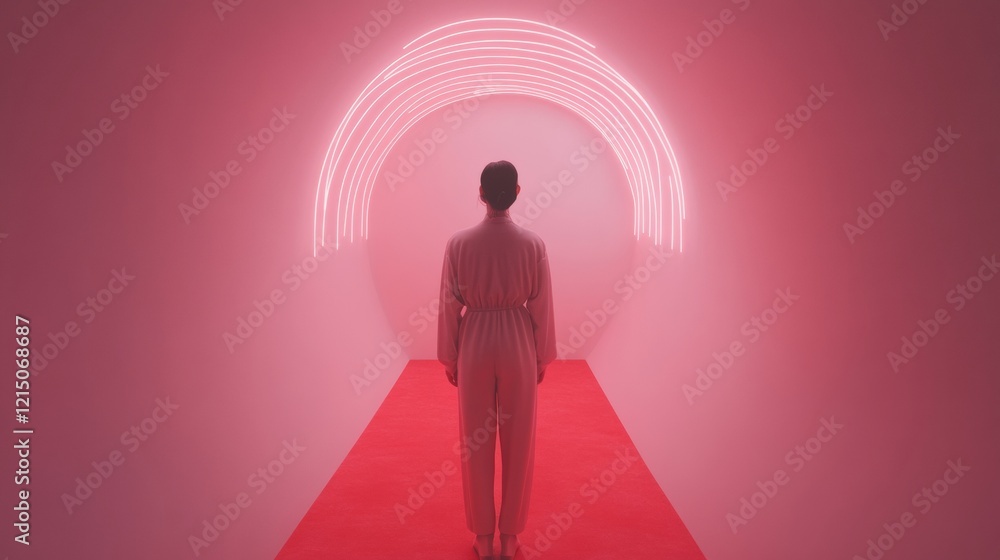 Aufkleber immersive virtual stage futuristic neon holographic projections for korean digital performances - ad