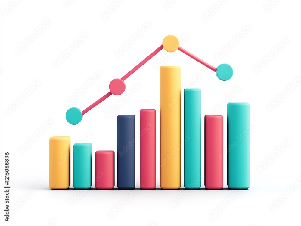 Aufkleber colorful bar graph representing growth and data analysis in a modern style.
