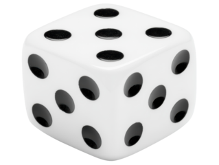 Isolated White Dice with Six Dots