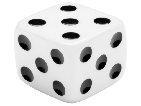 Isolated White Dice with Six Dots