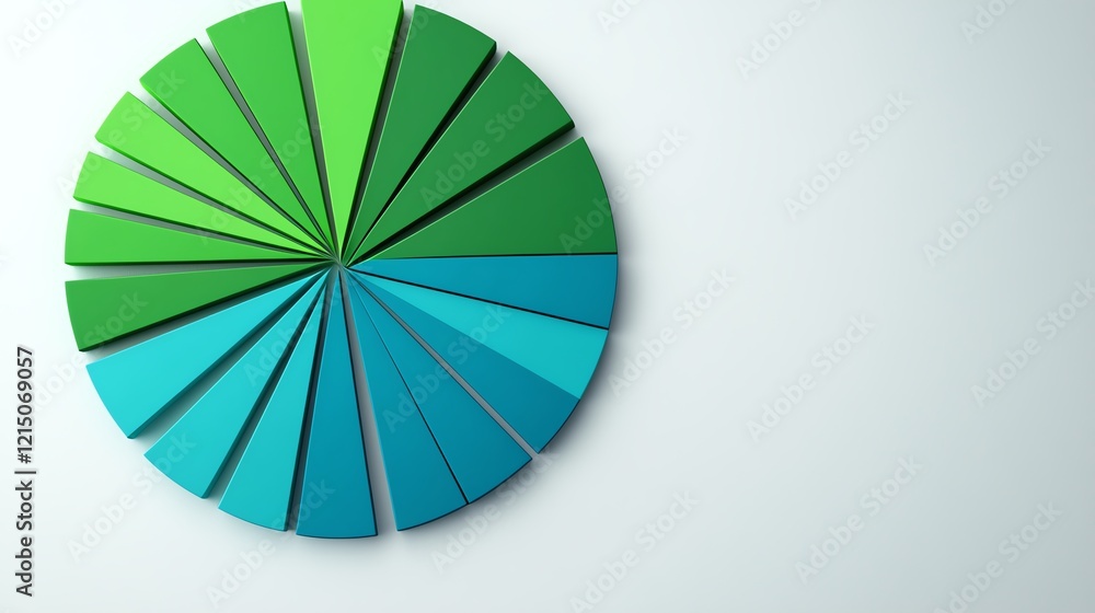 Poster colorful geometric pie chart design representing data visualization.