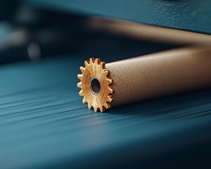 Retro-Tech Revival Brass Gears and Mechanical Components of Vintage Printing Press with Aged Paper - Historical Precision Engineering for Industrial Heritage Marketing and Cinematic Design