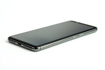 Sophisticated smartphone showcasing a crisp white screen on a pristine white backdrop for versatile creative use