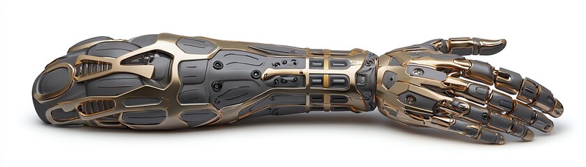 Futuristic robotic hand showcasing advanced engineering and design aesthetics.