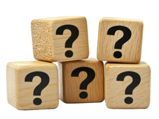 Isolated Wooden Blocks with Question Marks