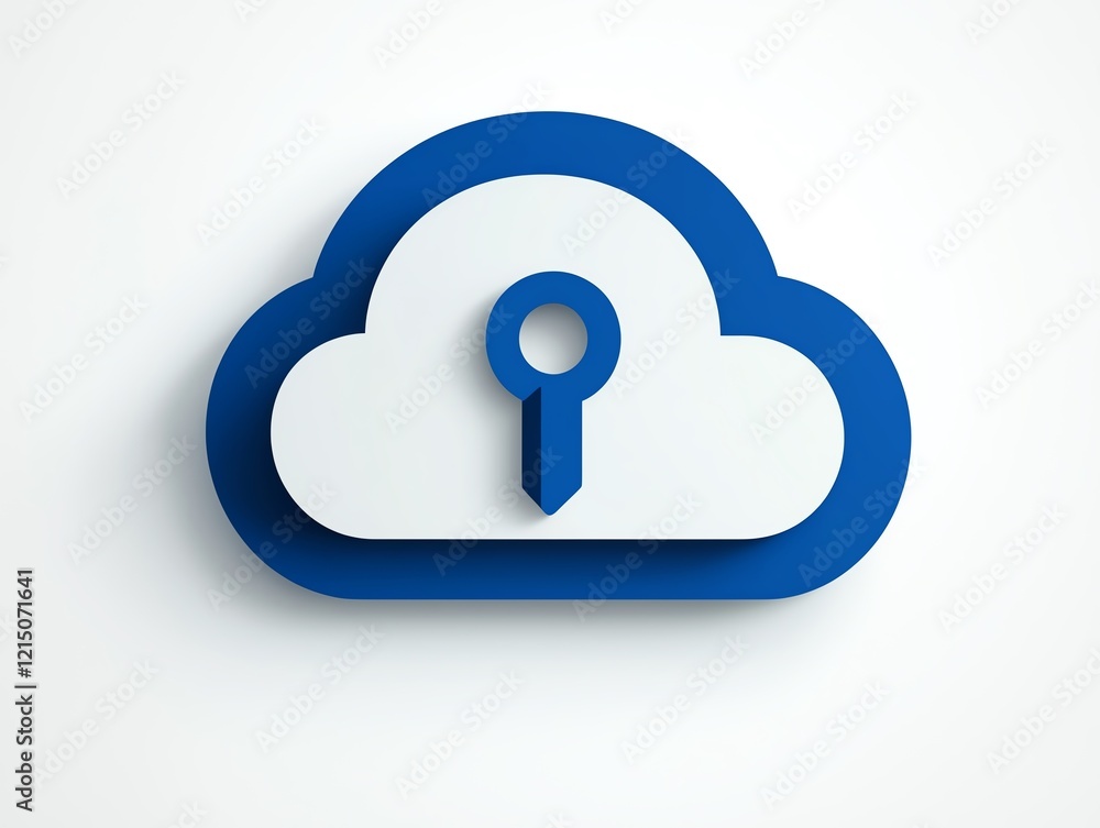 Poster modern cloud security concept with a key symbol, representing data protection.
