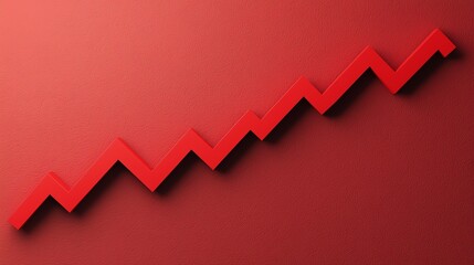 Red zigzag graph line on a gradient background illustrating growth and success.