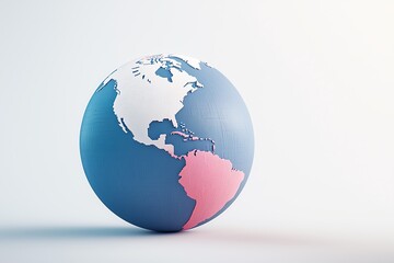 Fototapeta premium Stylized globe highlighting North and South America with vibrant colors.
