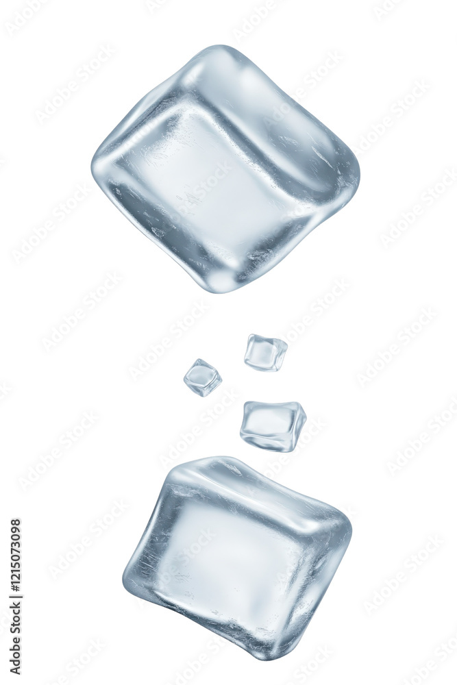 Poster ice cubes transparent png with clear edges for graphic design and digital art projects isolated on t