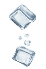 Obraz premium Ice cubes transparent png with clear edges for graphic design and digital art projects isolated on transparent background.