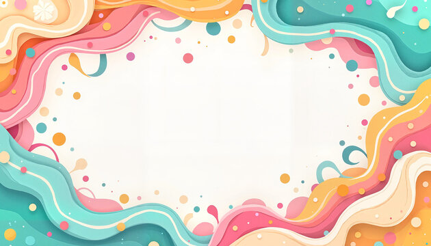 Colorful abstract wave design with playful elements on a textured background for creative design concept with copy space
