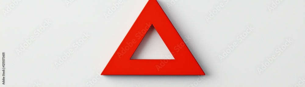 Poster vibrant red triangular shape on a minimalist background for creative projects.