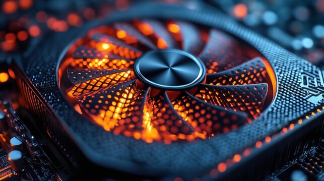 close up of a fan that cools computer components,