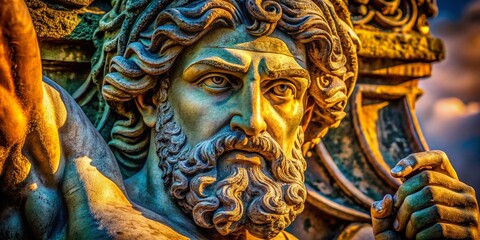 Fototapeta premium Macro Close-up of Weathered Stone Statue Armpit Texture Detail