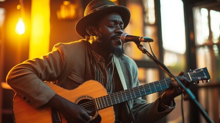 Musician Performing Live at a Charity Event with Emotional Atmosphere