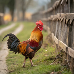 Fototapeta premium Chicken breeds from farms vary in purpose, including egg-laying, meat production