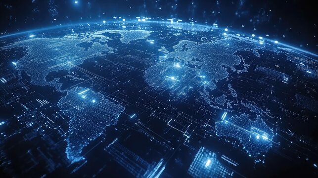A digital illustration of a global network,