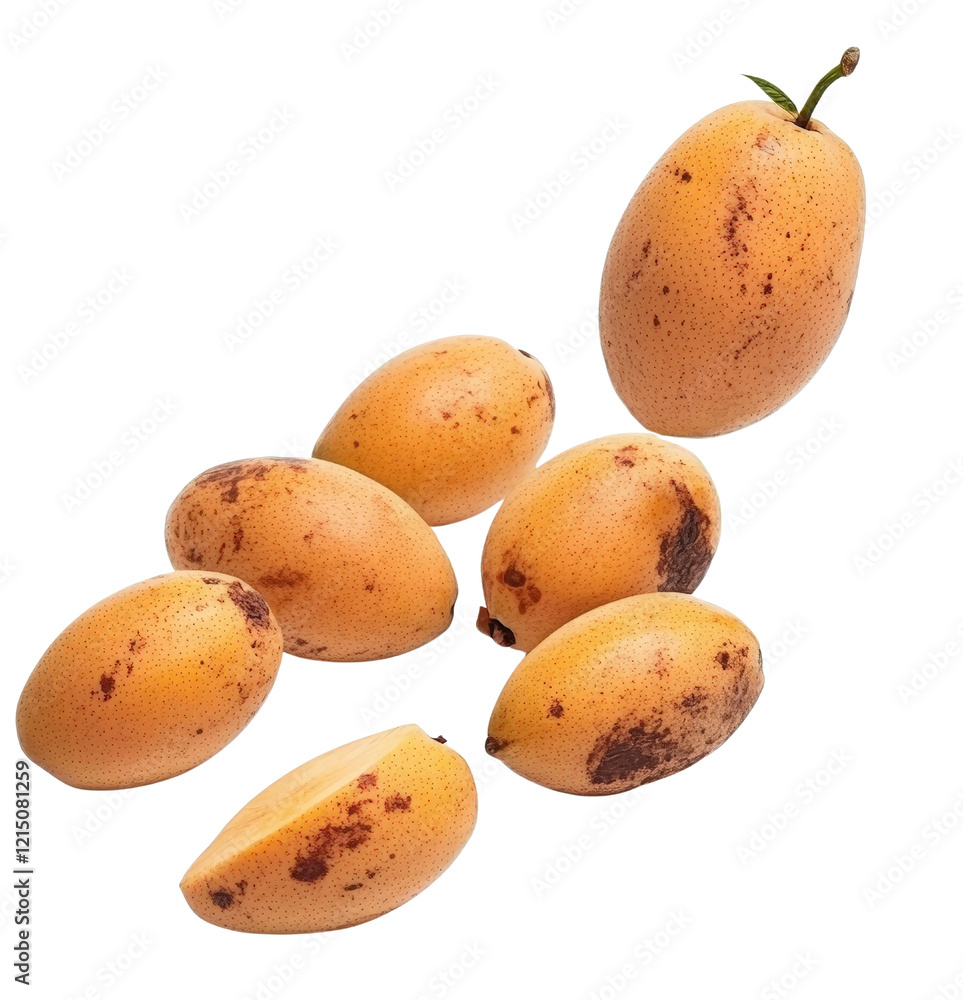 Poster fresh ripe mangos arranged on a dark surface creating a vibrant contrast in color and texture isolat