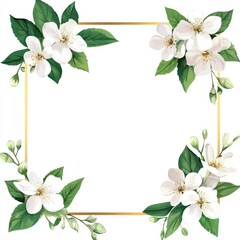 Fototapeta premium White Blossoms Frame Elegant Floral Design
