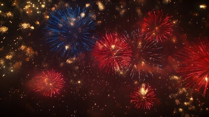 Naklejka premium Festive Fireworks Display Illuminating The Night Sky