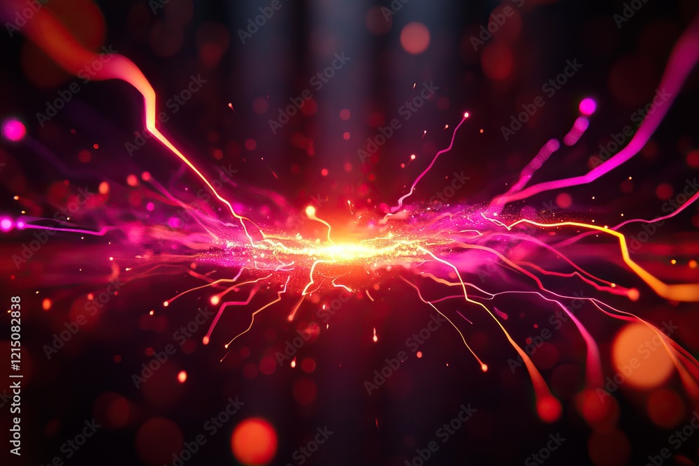 Poster a vibrant burst of energy with colorful streaks radiating outward, creating a dynamic and electrifyi