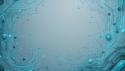 This stunning artwork features a network of turquoise circuitry with detailed patterns and shapes, creating a futuristic aesthetic. Ideal for technology enthusiasts and designers