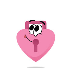 happy padlock of love mascot illustration for design. cute and playful concept. sweethearts, romantic, couples, partner, young, and connected themes