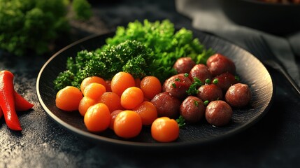 A vibrant salad bowl filled with a variety of fresh greens,