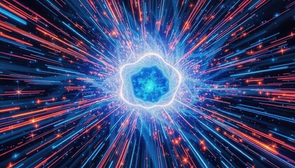 Obraz premium Dynamic energy burst in abstract space digital art vivid colors sci-fi concept high-definition view