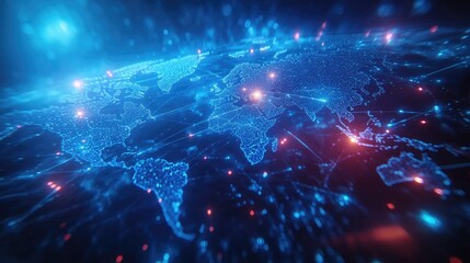 A digital illustration of a global network,
