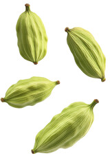 A group of three vibrant green leaves arranged on a black background for a striking visual effect isolated on transparent background.