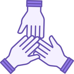 Colored Icon Participation. Vector Icon. Three Hands Together. Teamwork, Business Partnership. Meeting and Office Concept