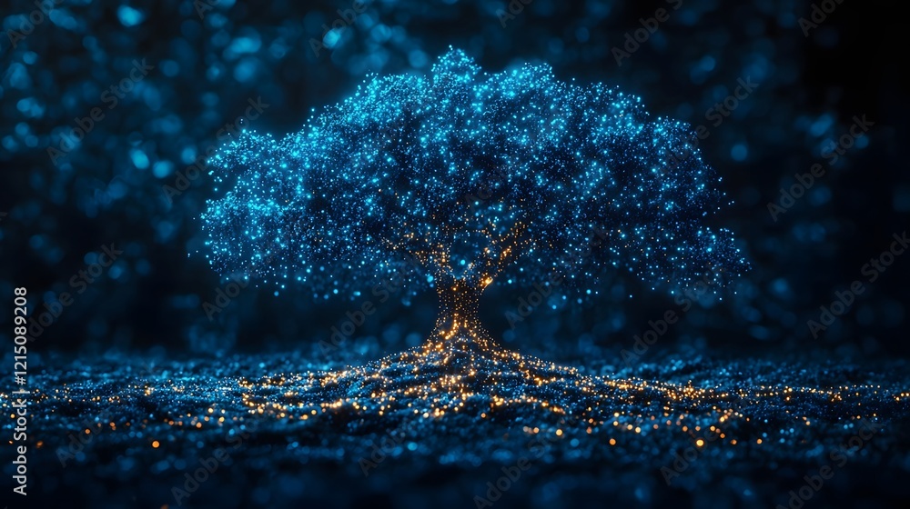 Aufkleber glowing data tree surreal visualization of trends and statistics