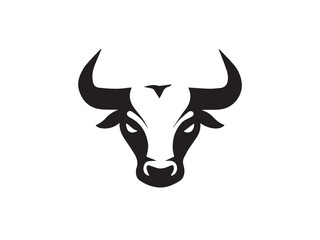 Bull head silhouette isolated on white background. Bull icon vector, filled flat sign, Symbol, logo illustration
