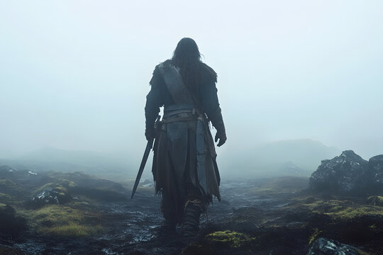 Tyr the Brave on Ancient Battlefield - Heroic Norse God  