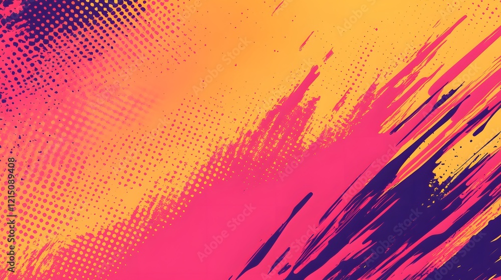 Poster abstract colorful brush strokes and dots pattern
