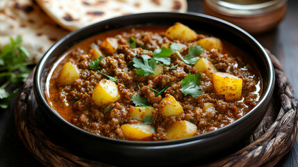 stew with potato's, vegetable and meat with chilli masala