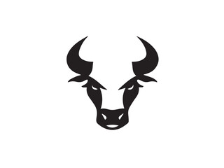 Bull head silhouette isolated on white background. Bull icon vector, filled flat sign, Symbol, logo illustration