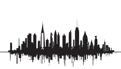 Fototapeta premium Black and white cityscape. Black cities silhouette collection. Horizontal skyline set in flat style isolated on white. vector city silhouette. 