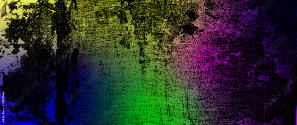 Poster colorful collage with halftone pattern featuring a grunge background highlighted by neon gradients a