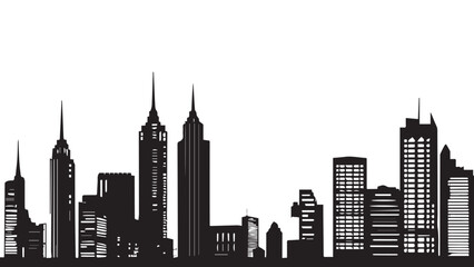 Naklejka premium Black and white cityscape. Black cities silhouette collection. Horizontal skyline set in flat style isolated on white. vector city silhouette. 