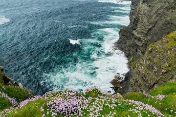 Spectacular Kilkee Cliffs, at the Loop Head Peninsula, remote and wild stretch of stunning coastline, Wild Atlantic Way Discovery Point, county Clare, Ireland.