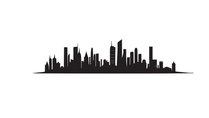 Naklejka premium Black and white cityscape. Black cities silhouette collection. Horizontal skyline set in flat style isolated on white. vector city silhouette. 
