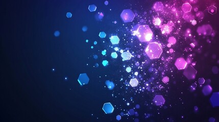 Abstract colorful background with hexagonal shapes and sparkles.