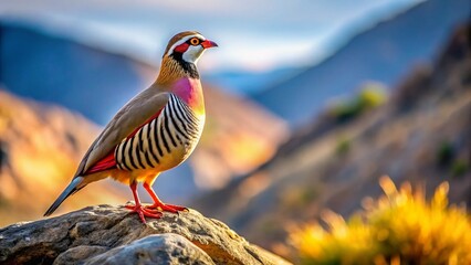 Majestic Chukar Partridge in Mountain Habitat - Wildlife Photography