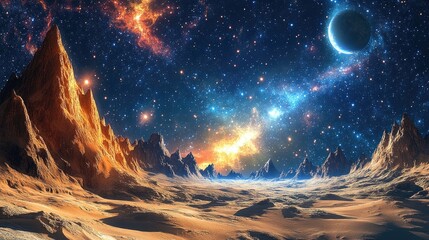 A panoramic view of a night sky filled with countless stars,